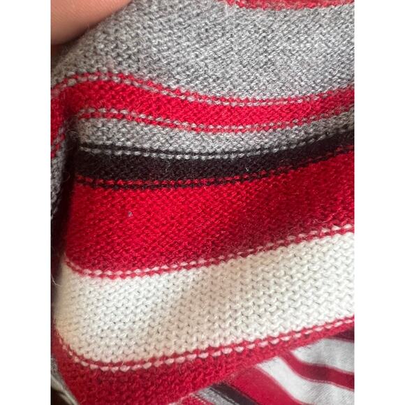 Kim Rogers Signature Retro Cashmalon Striped Sweater - Red, Gray, White - Large - Picture 11 of 13
